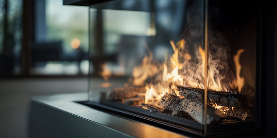 Wunderschönes Flammenspiel eines Kamins